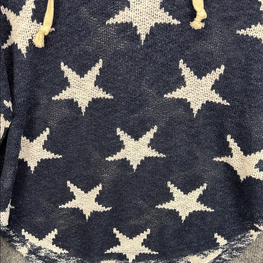 Vintage Havana Star Sheer Hooded Knit Pullover - Navy & Cream Small - Picture 10 of 14